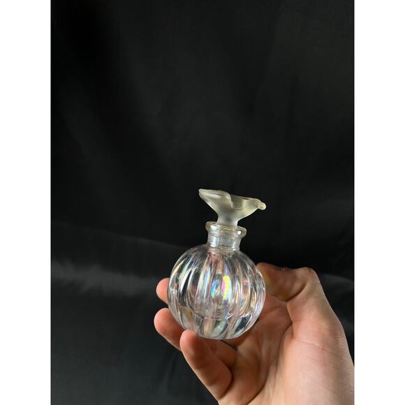 Marked 24% lead crystal Clear perfume bottle with Bird topper EUC vintage - Picture 4 of 11